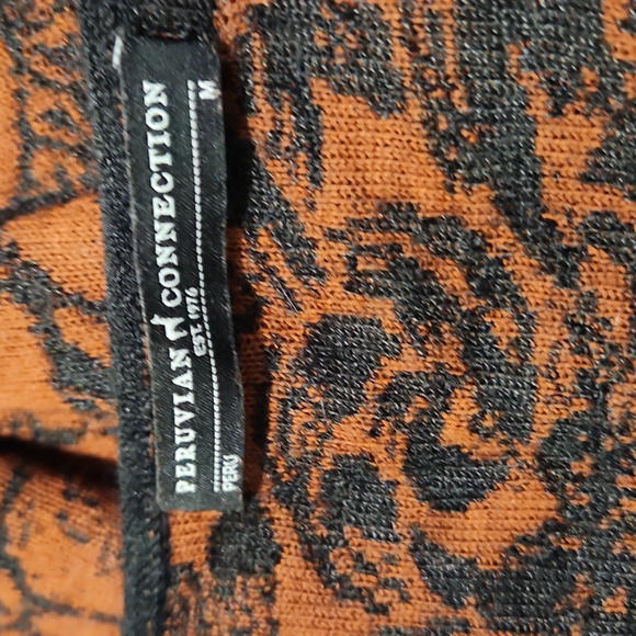 Peruvian Connection Rust & Black Sweater Dress Size M Baby Alpaca - Picture 4 of 6